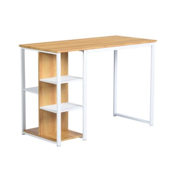 Mesa de escritorio GESLI 120x60, cristal, lacada blanco