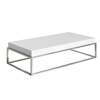 Tavolino da Salotto，Tavolino da caffè，Tavolino basso Bianco 102x55x45 cm  Legno Multistrato ASFV381079 MaisonChic