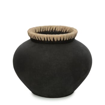 STYLY - Vase en terre cuite noir naturel H27