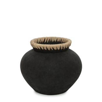 STYLY - Vase en terre cuite noir naturel H23