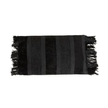 Copricuscino Atmosphera Con Stampa Palma, Bianco E Nero, 40x40 Cm, Jacquard In Poliestere E Cotone