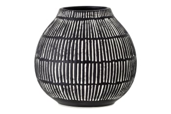 Elveda - Vase à décorer noir en grès H14.50cm