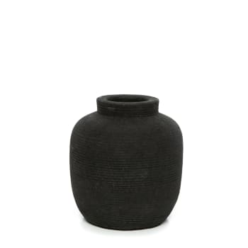 PEAKY - Vase en terre cuite noire H14