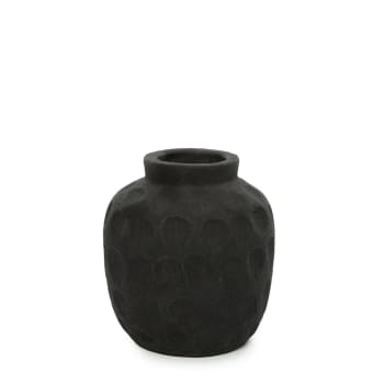 TRENDY - Vase en terre cuite noire H14