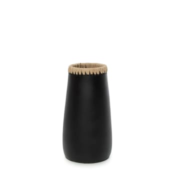 SNEAKY - Vase en terre cuite noir naturel H26