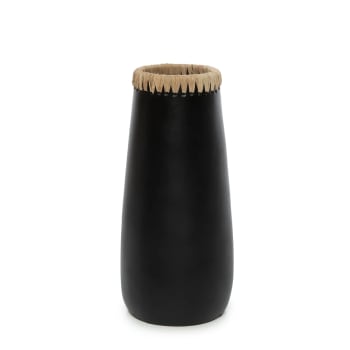 SNEAKY - Vase en terre cuite noir naturel H31