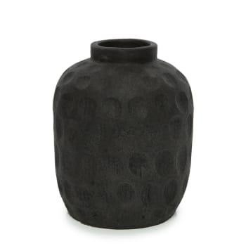 TRENDY - Vase en terre cuite noire H22