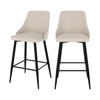 Pipo - Set aus 2 Stuhl für Mittelinsel aus beigem Stoff, 66.5 cm