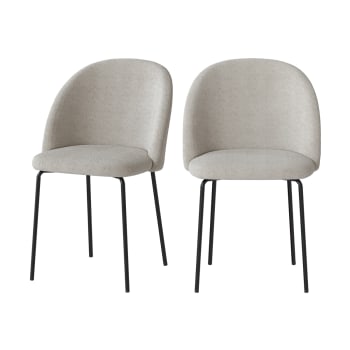 Karl - Set aus 2 Stühlen aus beigem Bouclé-Stoff