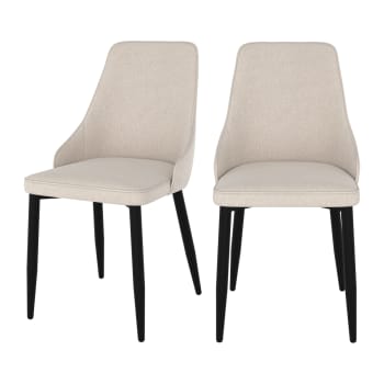 Pipo - Set aus 2 Stühlen aus beigem Stoff mit Metallbeinen