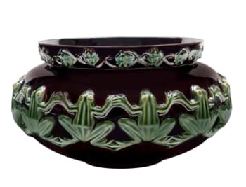 Frog - Schlicker-Vase aus Keramik, auberginenfarbe