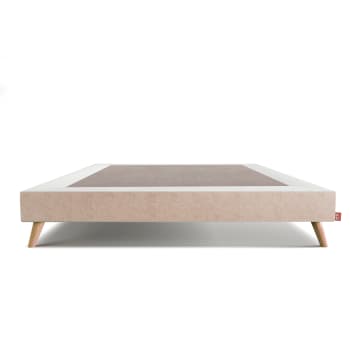 LUXE NORD - Base de madera estilo nórdica tapizada en tejido beige 90x200