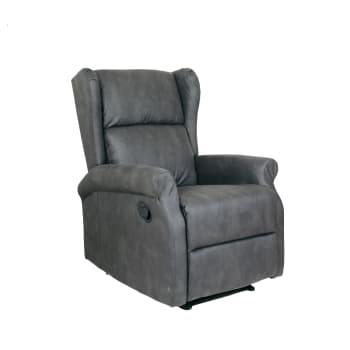 BERGERE ARLETTE - Poltrona Relax manuale reclinabile in econabuk grigio