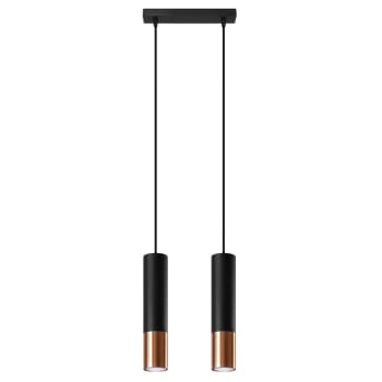 Loopez - Lámpara colgante negro, cobre acero  alt. 90 cm
