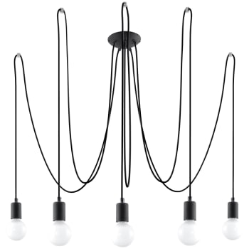 Edison - Lámpara de araña negro tela, acero  alt. 150 cm
