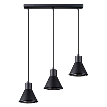 Lampada a sospensione lineare per isola da cucina, 4 luci, 60 W, nero opaco, con paralume in vetro trasparente | Leroy Merlin