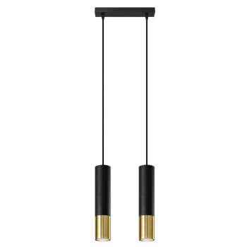 Loopez - Lámpara colgante negro, dorado acero  alt. 90 cm