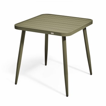 Bristol - Table de jardin carrée en aluminium vert kaki