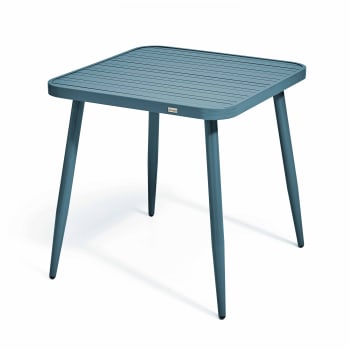 Bristol - Table de jardin carrée en aluminium bleu canard
