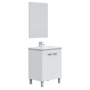 LUPE - Mueble de baño 2 puertas con espejo, sin lavabo, 60 cm