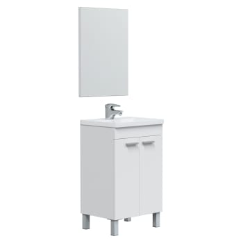 LEVIS - Mueble de baño 2 puertas, espejo y con lavabo, 50 cm