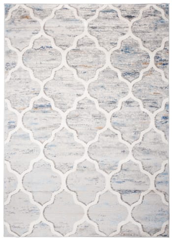 Paco Home Tappeto Per Salotto Tappeto Di Design Bordo Mélange Grigio Nero Crema, Dimensione:60x100 cm