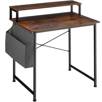 Schreibtisch mit Ablage und Stofftasche Industrial dunkelbraun