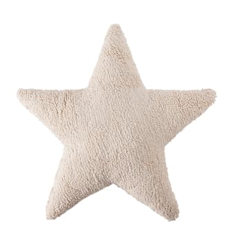 STAR - Cuscino stella in cotone beige 54x54