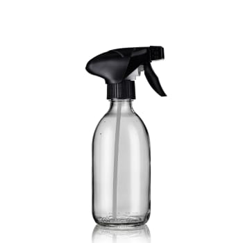 BURETTE - Flacon spray gachette noire en verre blanc 300ml