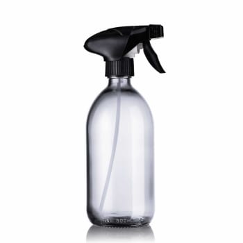 BURETTE - Flacon spray gachette noire en verre blanc 500ml