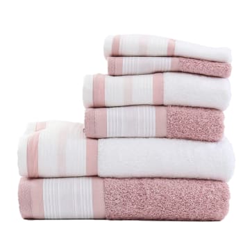 PREGAS - Juego de 6 toallas 550 gr/m2 rosa 100% algodón