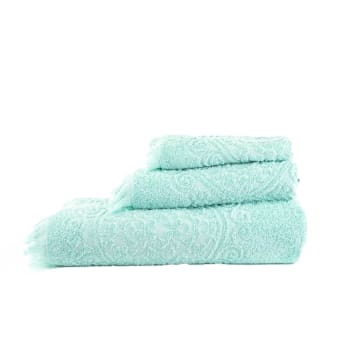 MEDALLÓN - Juego 3 toallas medallón 550 gr/m2 verde agua 100% algodón