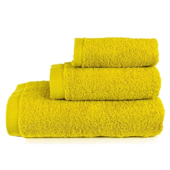 LISAS - Juego 3 toallas lisas 600 gr/m2 amarillo 100% algodón