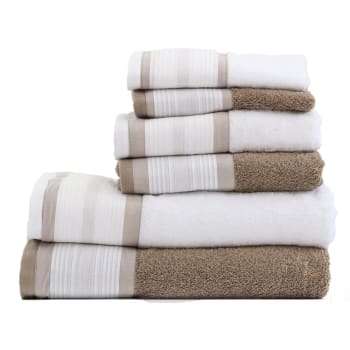 PREGAS - Juego de 6 toallas 550 gr/m2 marrón 100% algodón