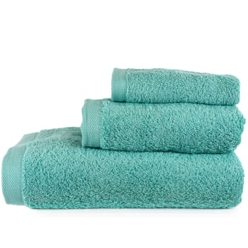 LISAS - Juego 3 toallas lisas 600 gr/m2 verde agua 100% algodón
