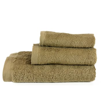 Set de 3 toallas de algodón 600 gr disponible en varias medidas en color  ocre Luxury