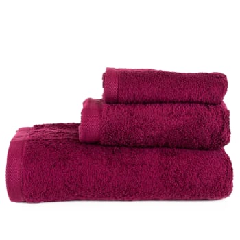 LISAS - Juego 3 toallas lisas 600 gr/m2 burdeos 100% algodón