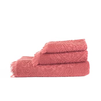 MEDALLÓN - Juego 3 toallas medallón 550 gr/m2 teja 100% algodón