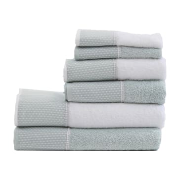 841 - Juego 6 toallas bodoques 550 gr/m2 verde agua 100% algodón