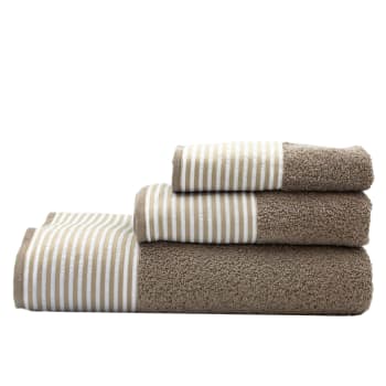 548 - Juego de 3 toallas 500 gr/m2 topo con rayas 100% algodón