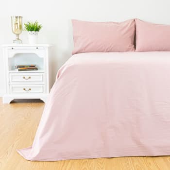 SOFIA - Funda nórdica rosa lisa 100% algodón orgánico 280x240 cm