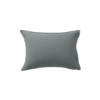 Songe - Taie d'oreiller rectangulaire lin lavé uni gris 50 x 70 cm