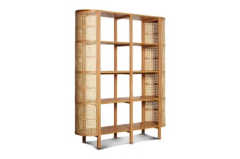 Baerum - Mensola scandinava in faggio e rattan beige