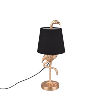 Lola - Lampe décorative flamingo doré et abat-jour noir