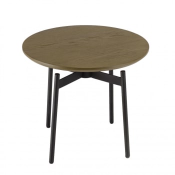 Alma - Table d’appoint ronde marron foncé D55 pieds métal noir