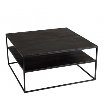 Jonas - Table basse L80 aluminium noir pieds métal