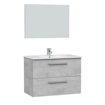 AXEL - Mueble de baño suspendido 2 cajones con espejo, sin lavabo, 80 cm