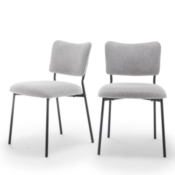 Vander - Lot de 2 chaises en tissu et métal gris clair