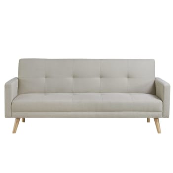 Wooden - Skandinavisches 3-Sitzer-Sofa, ausziehbar, mit Stoffbezug, beige