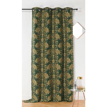 Rideau d'ameublement motifs floraux polyester vert sapin 140x245 cm